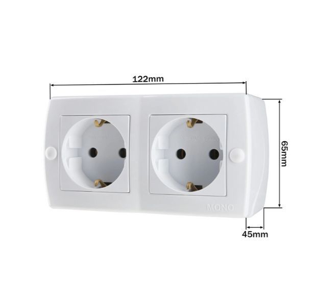 Розетка двойная без заземления Mono Electric OCTANS IP20 белая (104-010106-121) 104-010106-121 фото