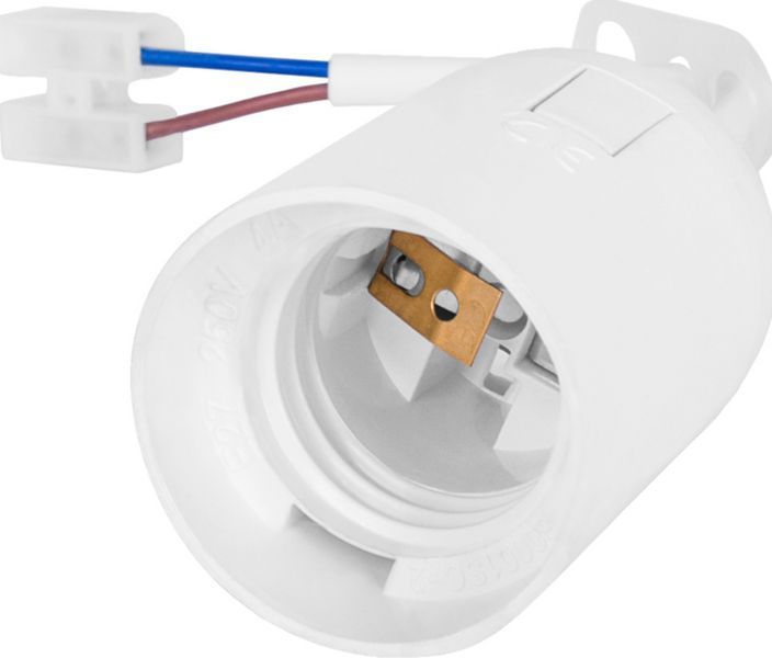 Патрон E27 подвесной со шнуром 15см 78х37mm пластик белый [s9100057] e.lamp socket pendant..E27.pl.wh s9100057 фото