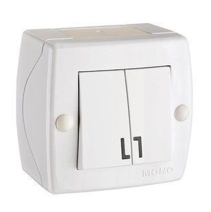 Вимикач двоклавішний Mono Electric OCTANS IP20 білий 104-010101-102 104-010101-102 фото