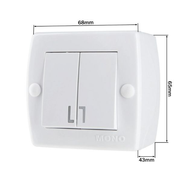 Вимикач двоклавішний Mono Electric OCTANS IP20 білий 104-010101-102 104-010101-102 фото